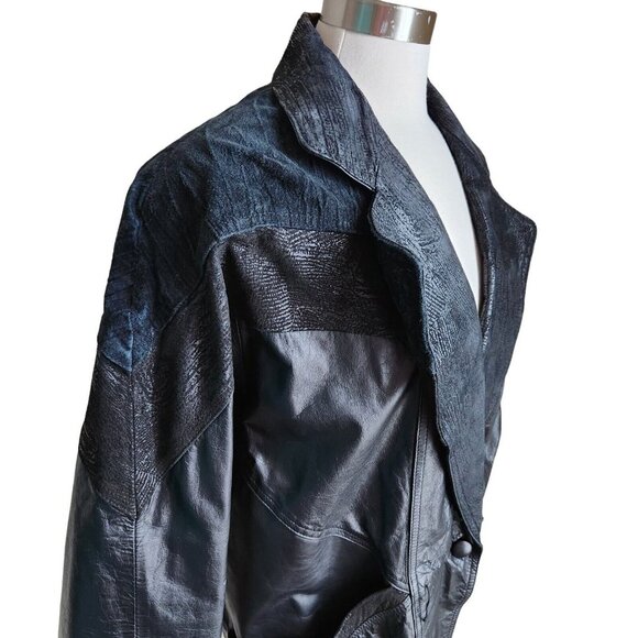 VTG 90s Global Identity G-III‎ Womens Genuine Leather Jacket M  Black Oversized - Picture 4 of 15